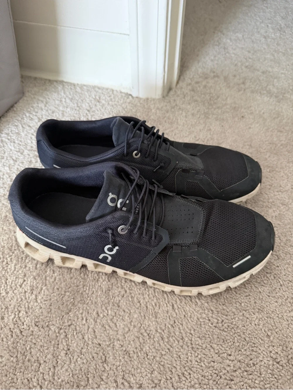 On Running Men's Cloud Sneakers in Black with White Sole